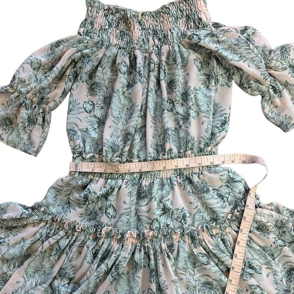 Misa Los Angeles Smocked Off The Shoulder Ruffle Floral Ruched Dress Womem’s XS - Picture 14 of 15